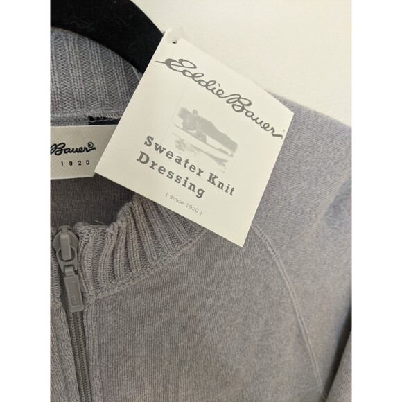 Vintage Eddie Bauer Women's Sweater Gray Full Zip 100% Cotton Made In USA Large - Picture 12 of 12